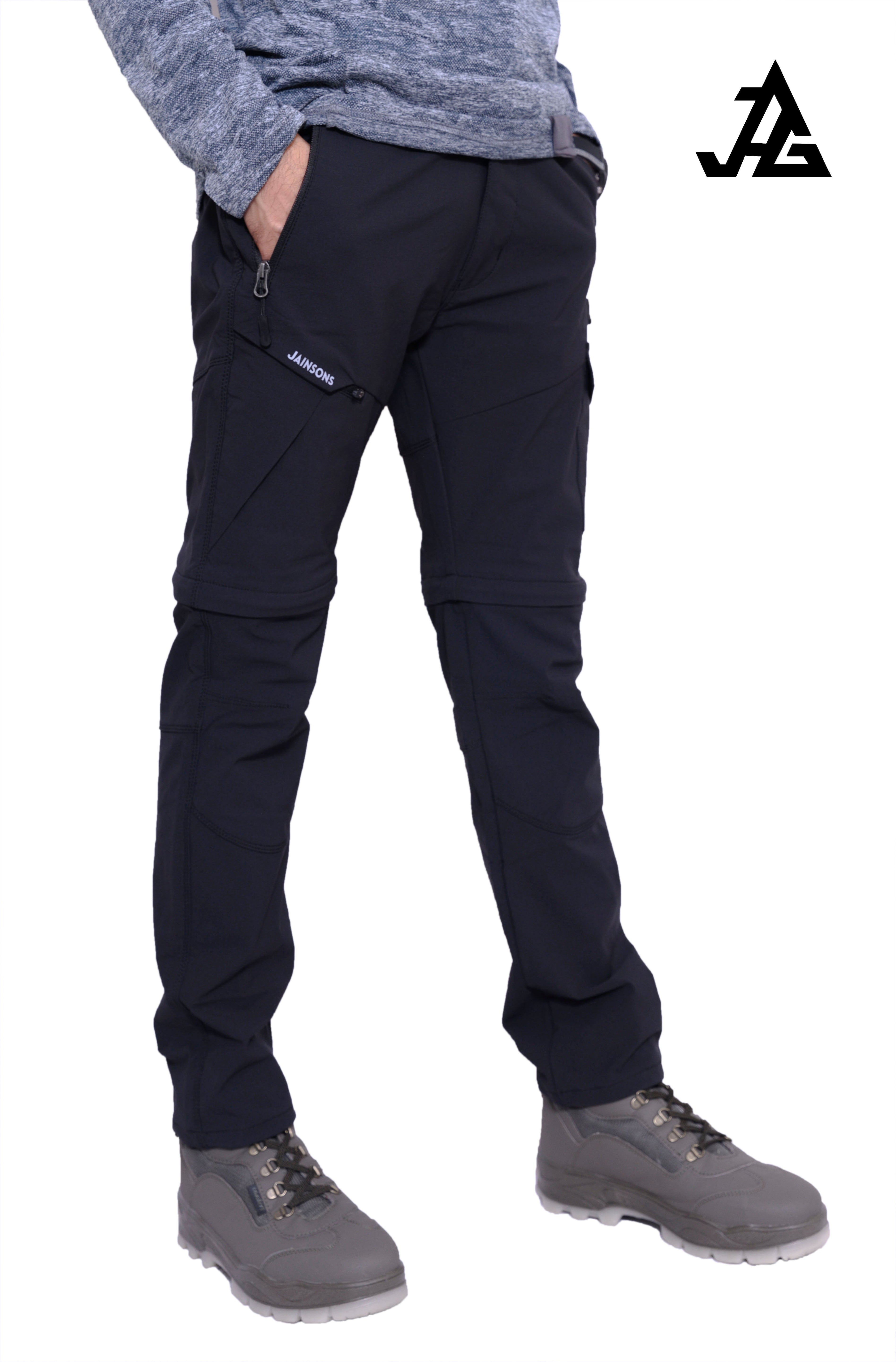 Black JAG men's Discovery Series convertible trekking and hiking pants with cargo pockets, suitable for travel and outdoor activities.
