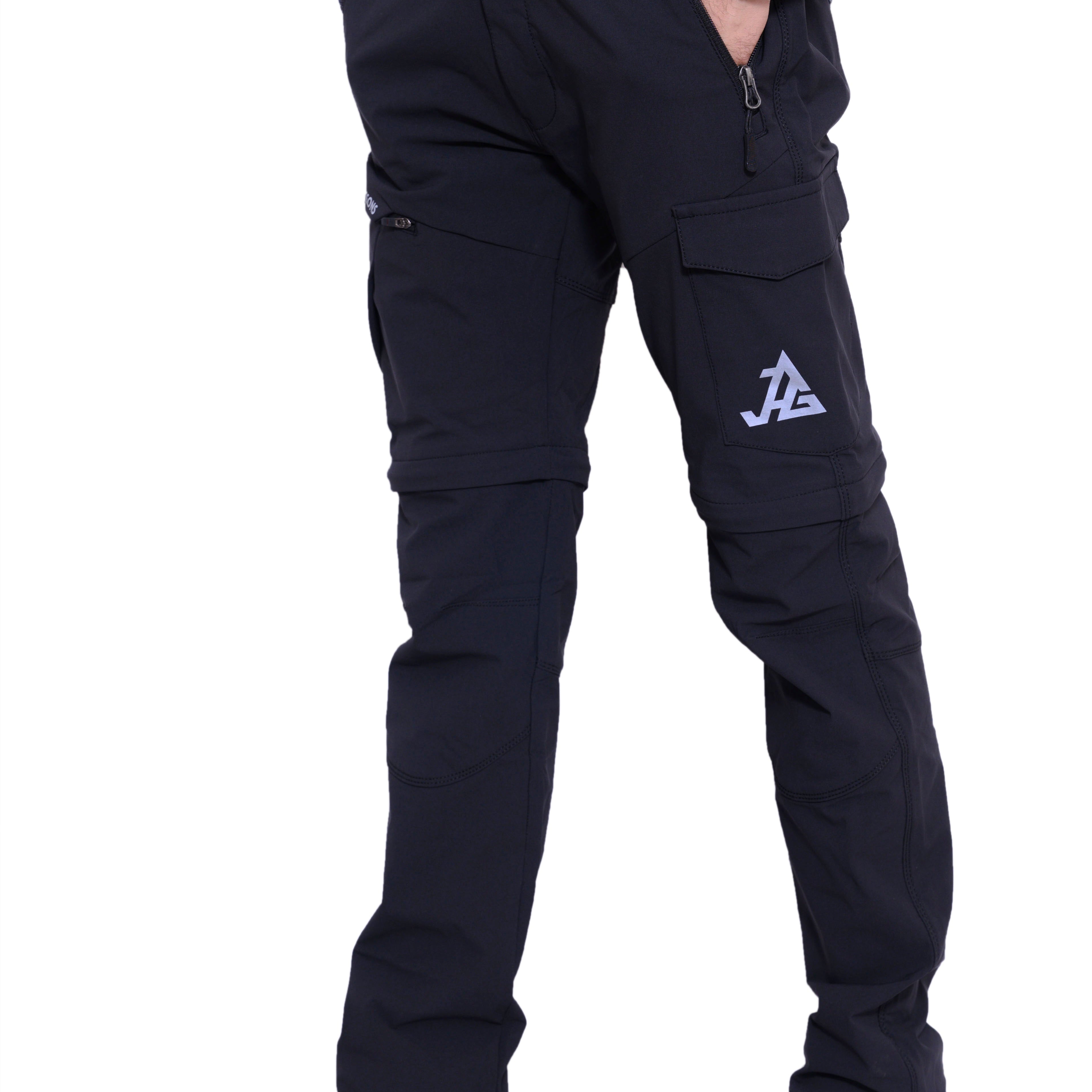 Black JAG men's Discovery Series convertible trekking and travel pants with multiple pockets and adjustable features.
