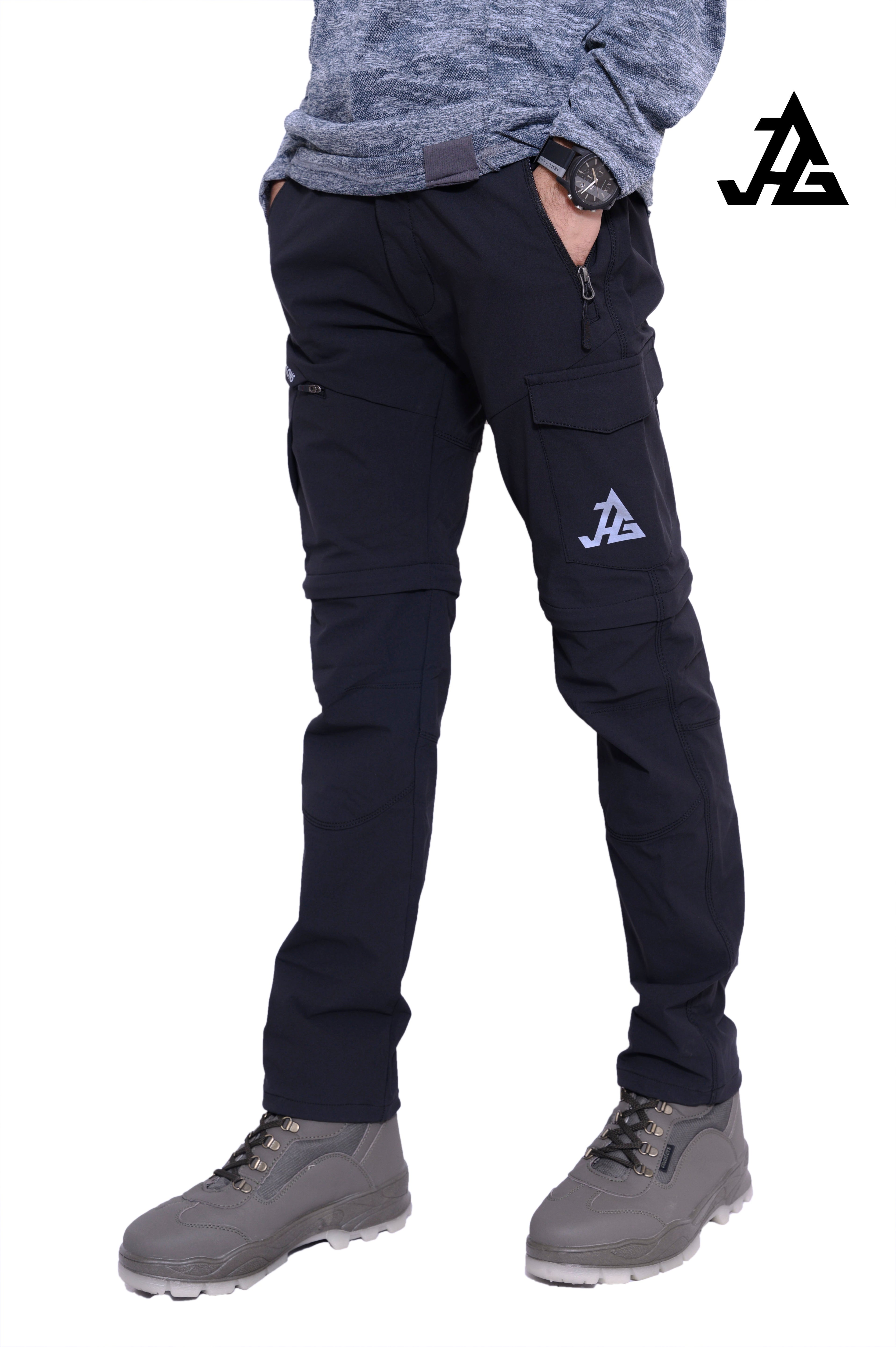Black JAG men's Discovery Series convertible trekking and travel pants with multiple pockets and adjustable features.