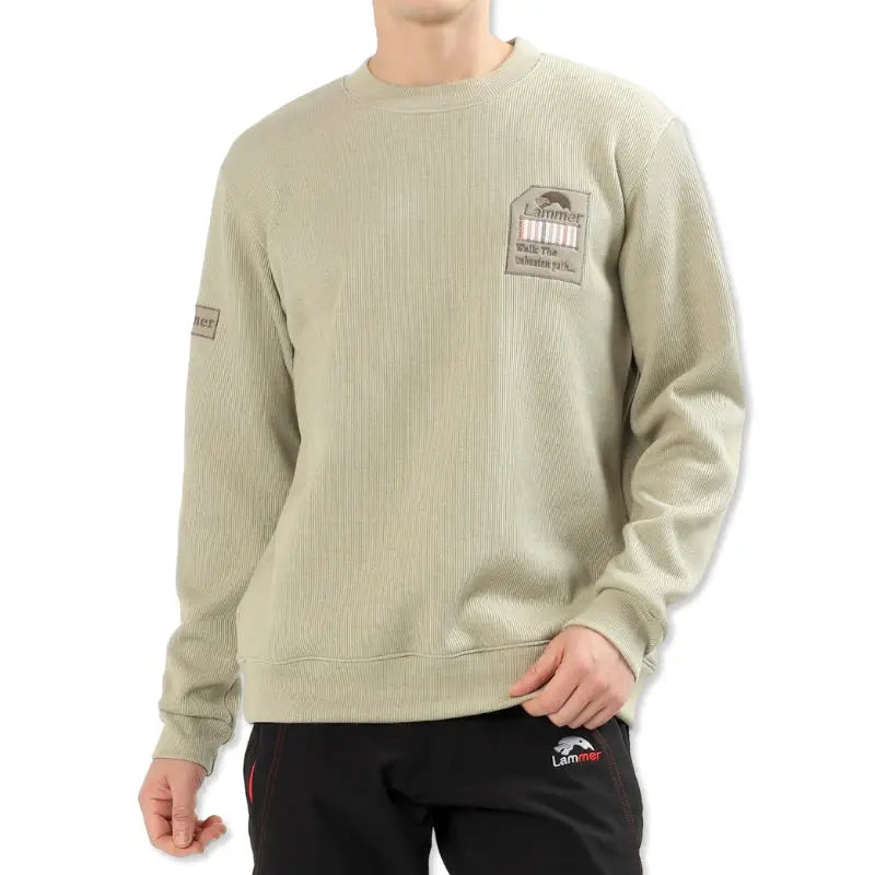 Lammer Men’s Bonded Corduroy with Fleece Lining Sweatshirt - Beige / M - Fleece