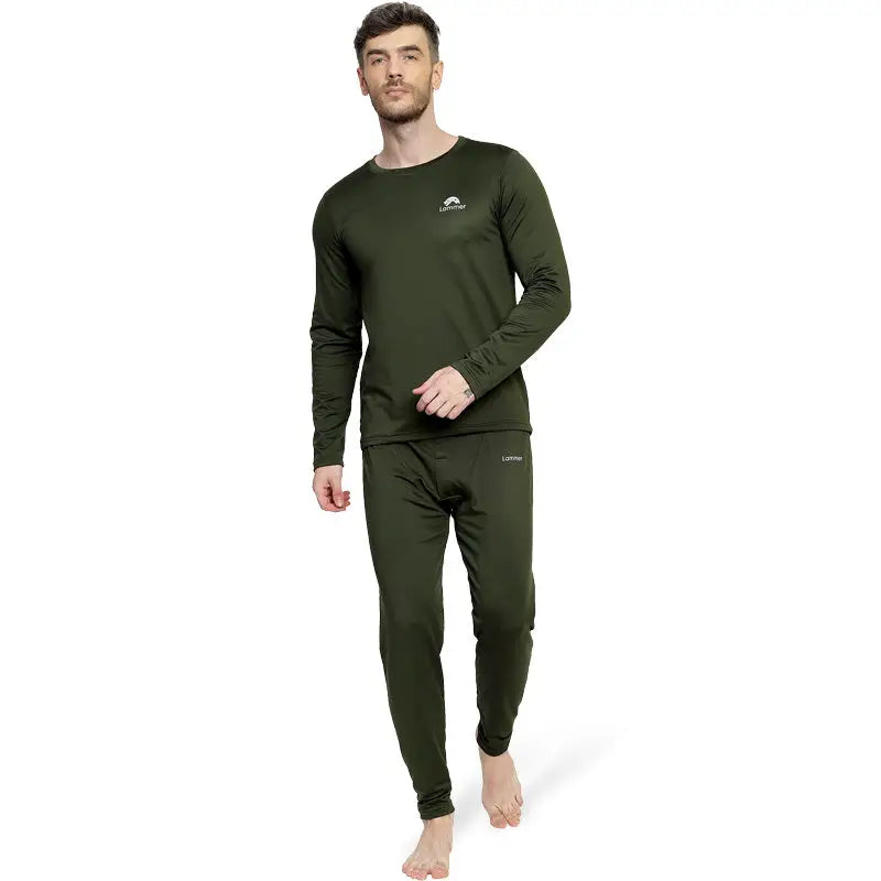 Lammer Men’s Lycra Thermal Set for Winter - Green / M - Baselayer
