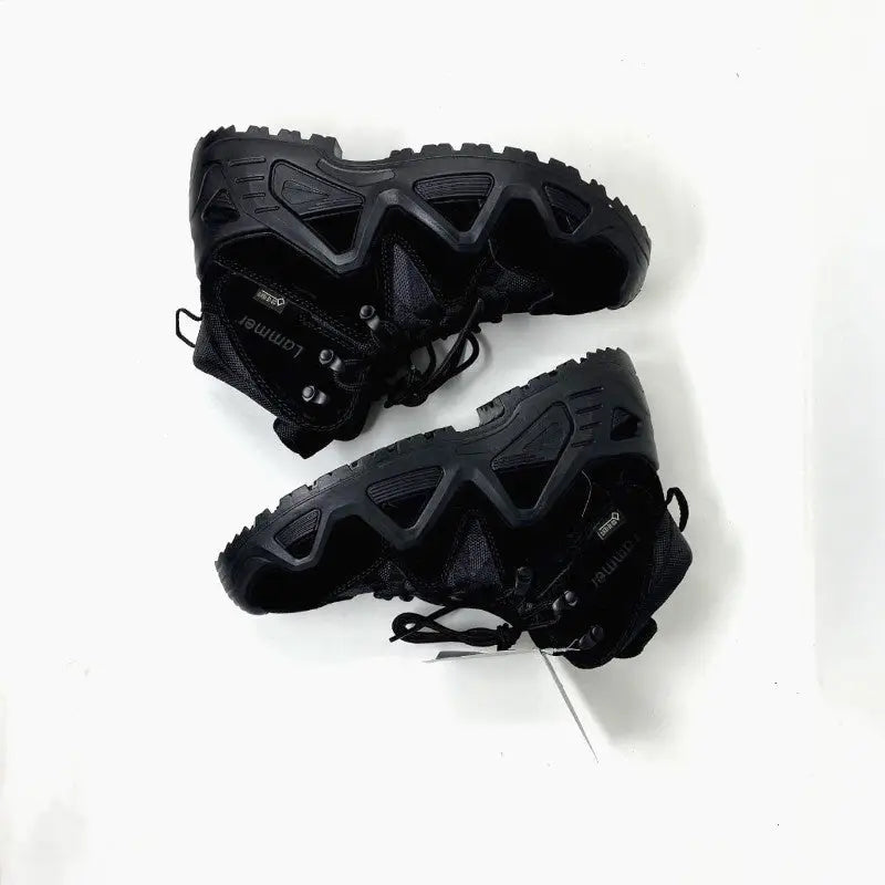 Lammer Men's Tactical-3 Mid Ankle Shoes in black, featuring rugged design and sturdy sole for outdoor or tactical use.