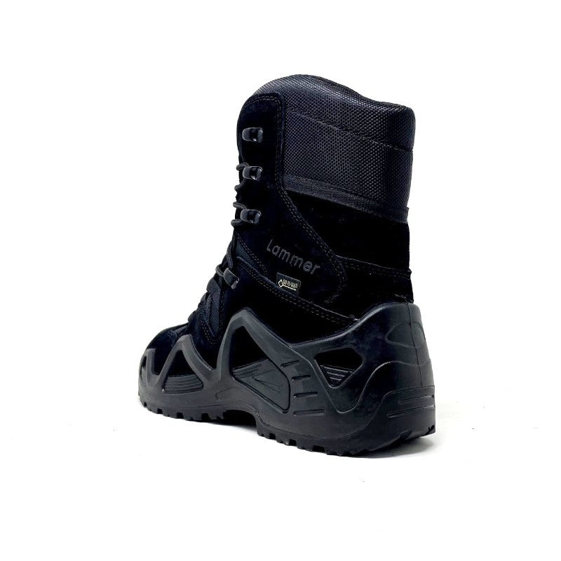 Lammer Men's Tactical-4 high ankle shoes in black, featuring rugged design and durable sole for outdoor and tactical use.