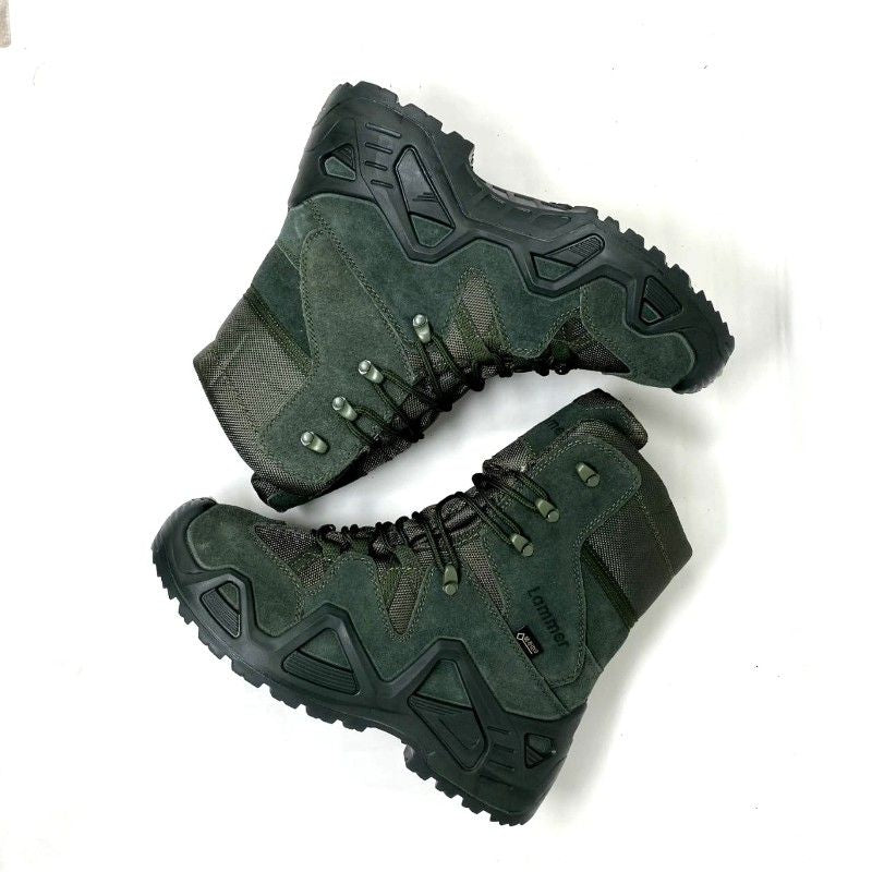 Lammer Men's Tactical-4 High Ankle Shoes in dark green, showing durable tactical footwear with high ankle support and rugged design.