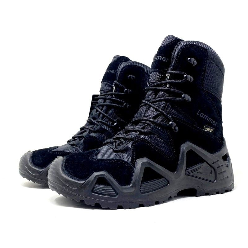 Lammer Men's Tactical-4 High Ankle Shoes in black, showing durable design and sturdy high ankle support for outdoor activities.