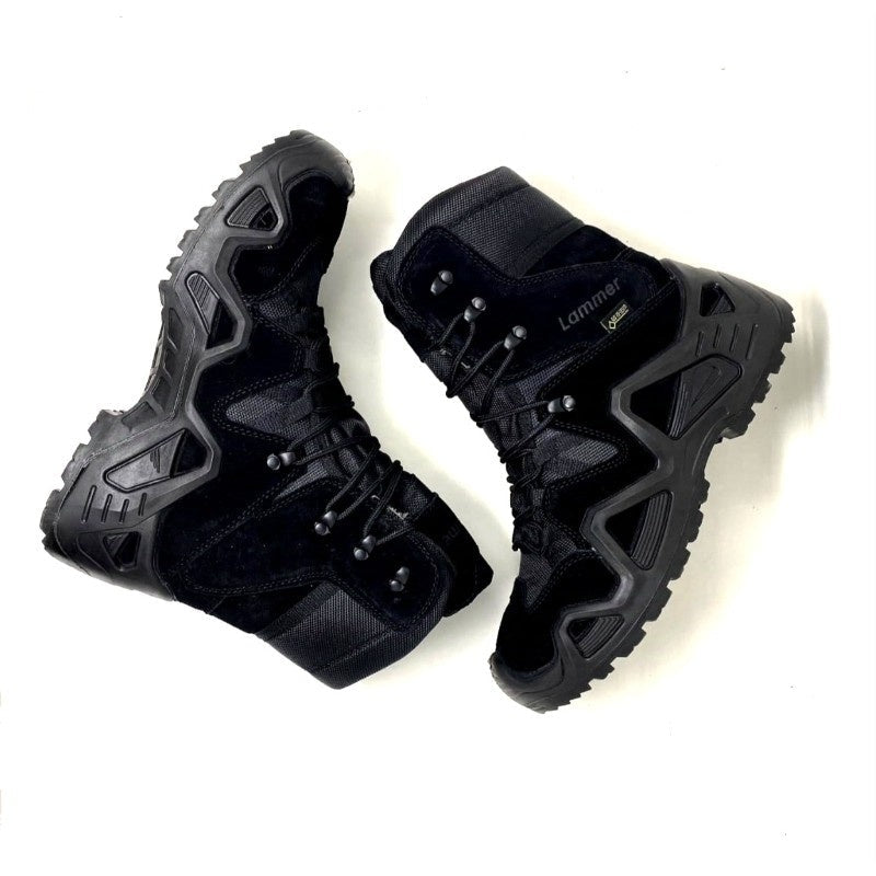 Lammer Men's Tactical-4 High Ankle Shoes in black, showcasing durable construction and sturdy high-top design for tactical use.