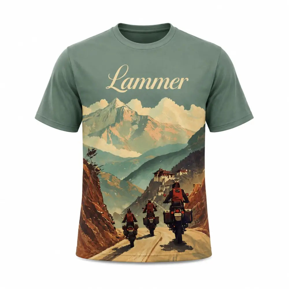 Lammer Men’s The Lam Moto– Premium Outdoor Adventure Graphic T-Shirt - Teal / S - T-shirt