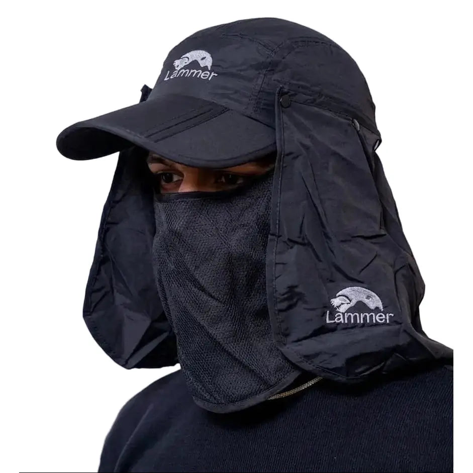 Lammer Summit Seeker Outdoor UV Cap Convertible Face & Neck Cover - Black / One Size - Headwear