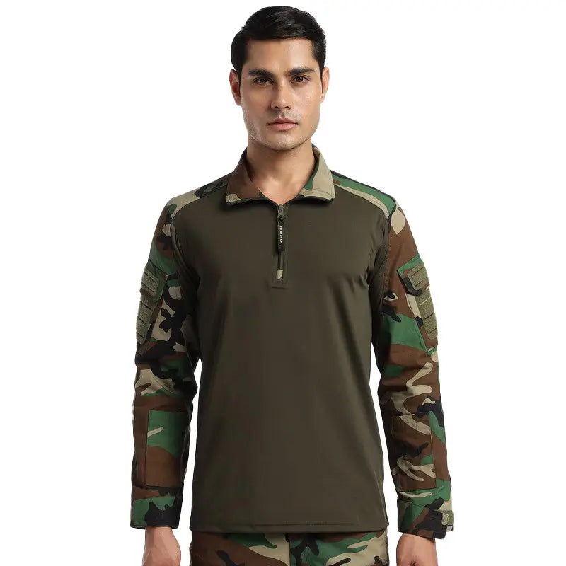 MountMiller Men’s Full Sleeve Tactical T-Shirt - Woodland / S - T-shirt