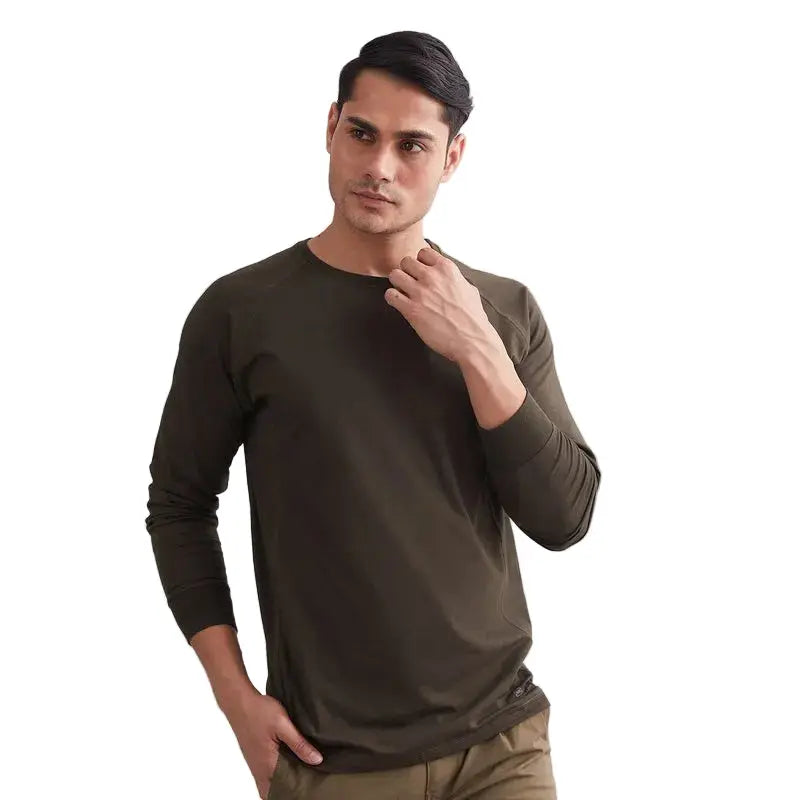MountMiller Men’s Raglan Full Sleeves T-Shirt - Olive Green / S - T-shirt