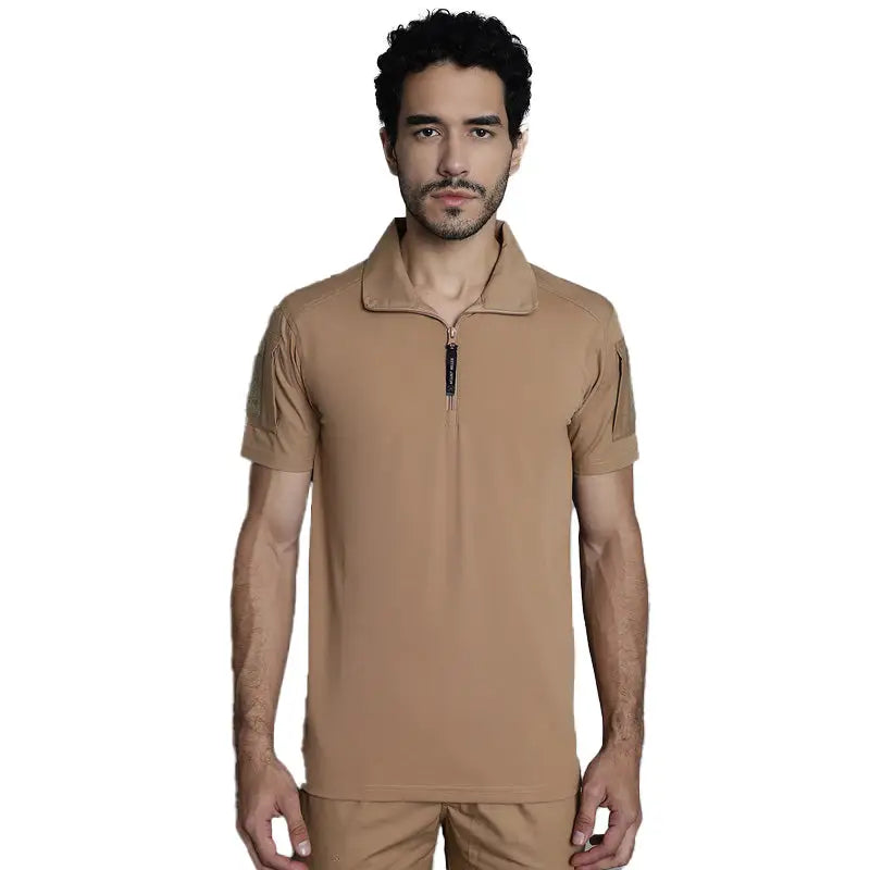 MountMiller Men’s Short Sleeves Tactical T-shirt - Khaki / S - T-shirt