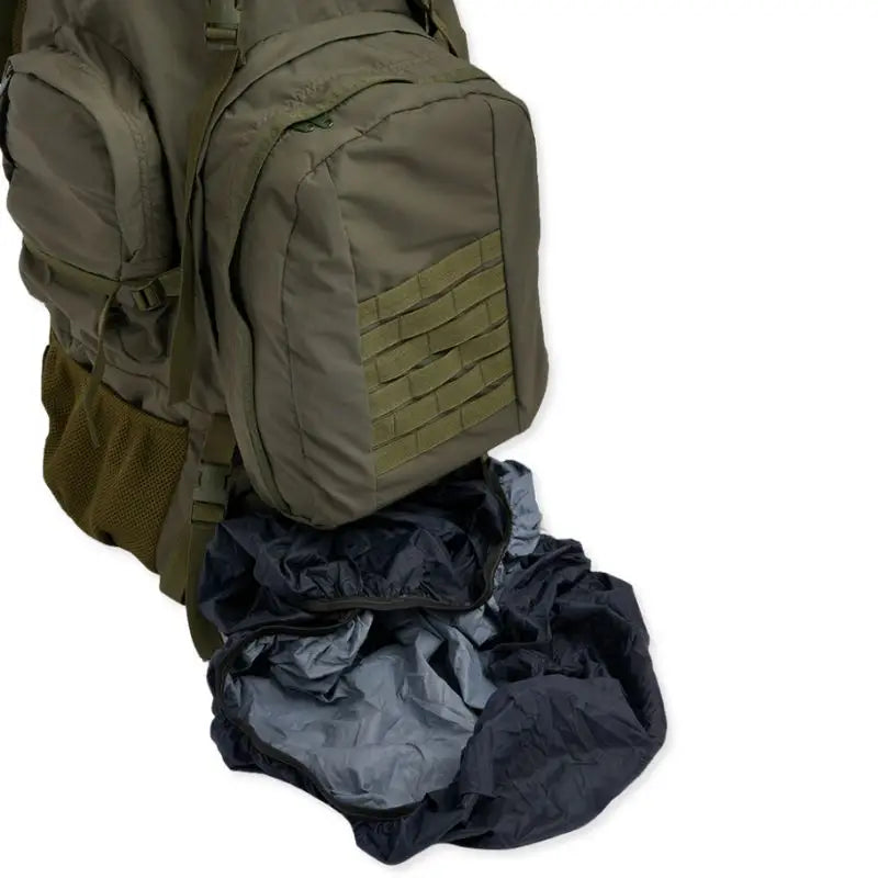 NLTW Compact Expedition 95 Lites backpack, military-style outdoor rucksack with external utility pockets, in olive green.