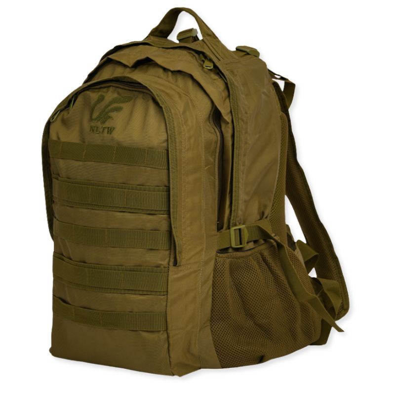 NLTW Tactical 45L military-style backpack with MOLLE front panel, durable design, and multiple compartments for outdoor use.