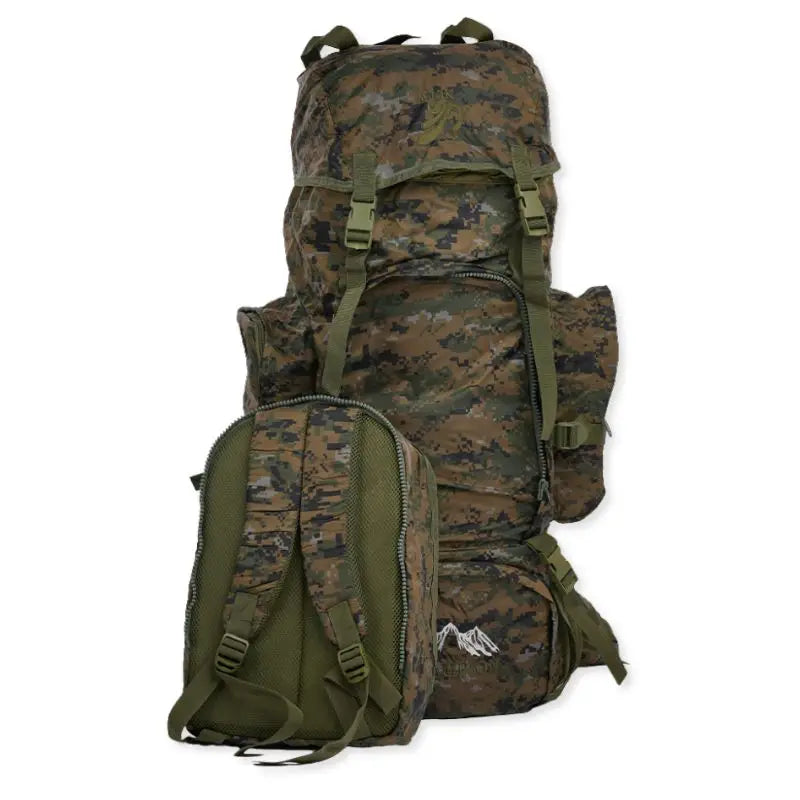 NLTW tactical travel backpack with multiple compartments, 95 liters rucksack for adventure and outdoor use, black color.