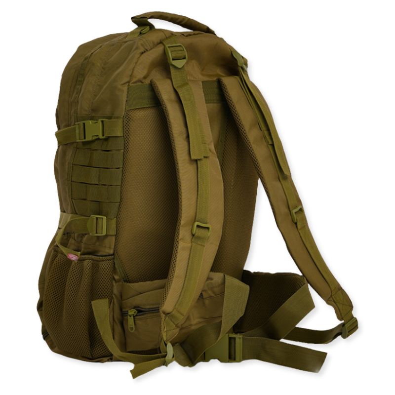 OLIVE GREEN NLTW Tactical Day Backpack with 55L capacity, MOLLE front panel, military-style design, adjustable straps, durable material