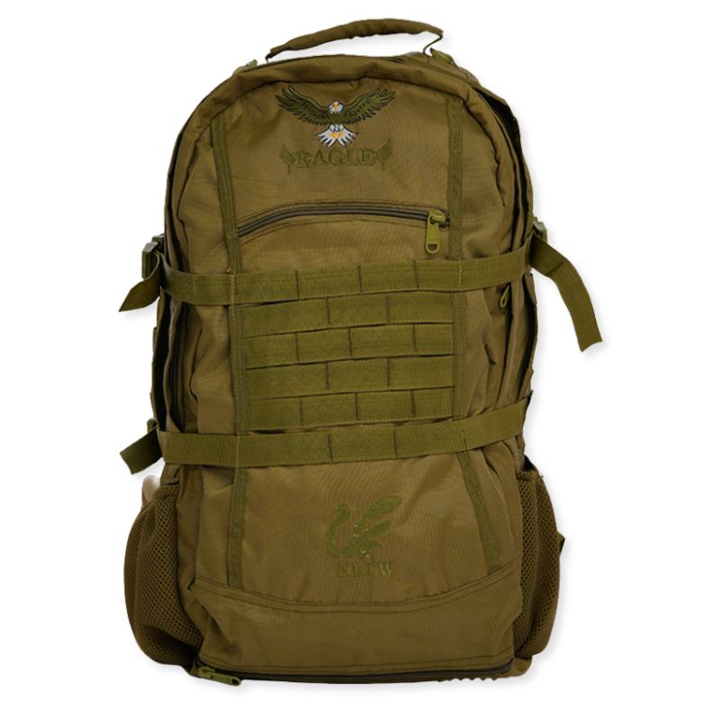 NLTW Tactical Day 55L backpack with MOLLE front panel, military-style design, durable outdoor gear for tactical or hiking use