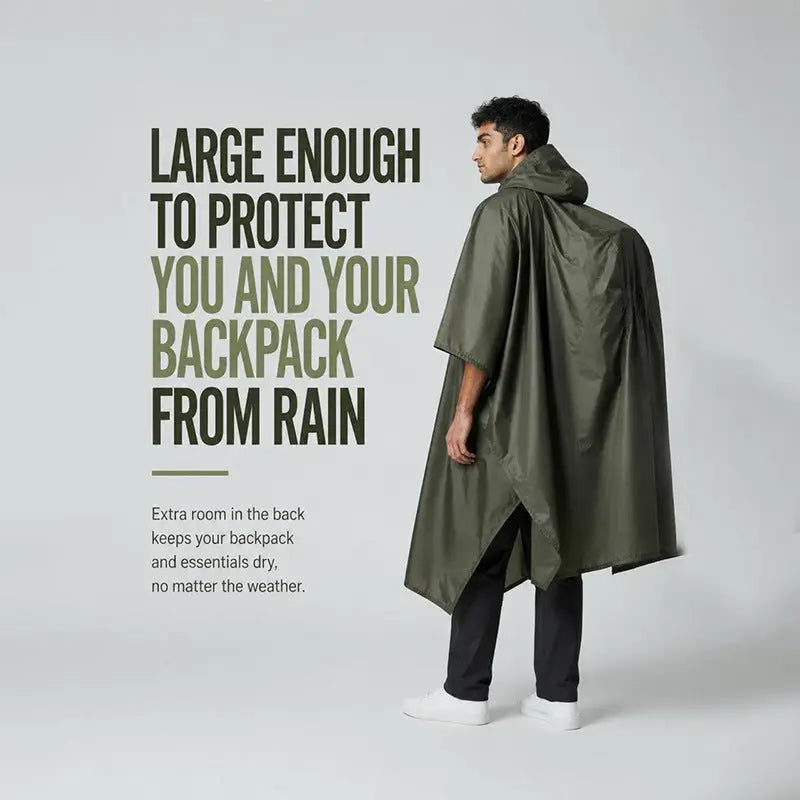 NLTW Unisex Waterproof Rain Poncho |3-in-1 Raincoat Camping Mat & Emergency Shelter - Poncho