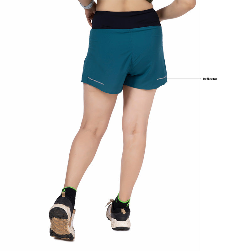 Ruggd Indian women's feather-light running active speed shorts in black with a comfortable waistband and breathable fabric.