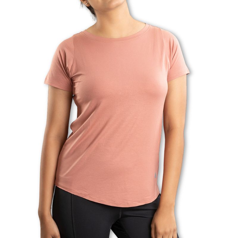 Ruggd Indian women's odor-resistant bamboo training T-shirt in black, featuring a comfortable fit and breathable fabric.