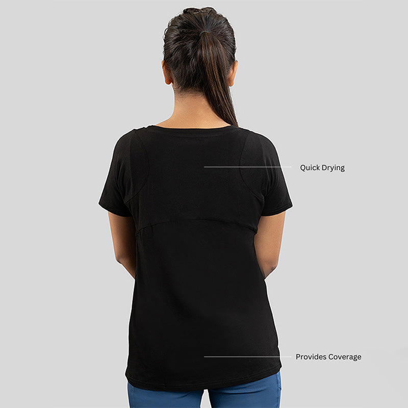 Black Ruggd Indian women's odor-resistant bamboo training T-shirt, soft fabric with a comfortable fit and athletic style.