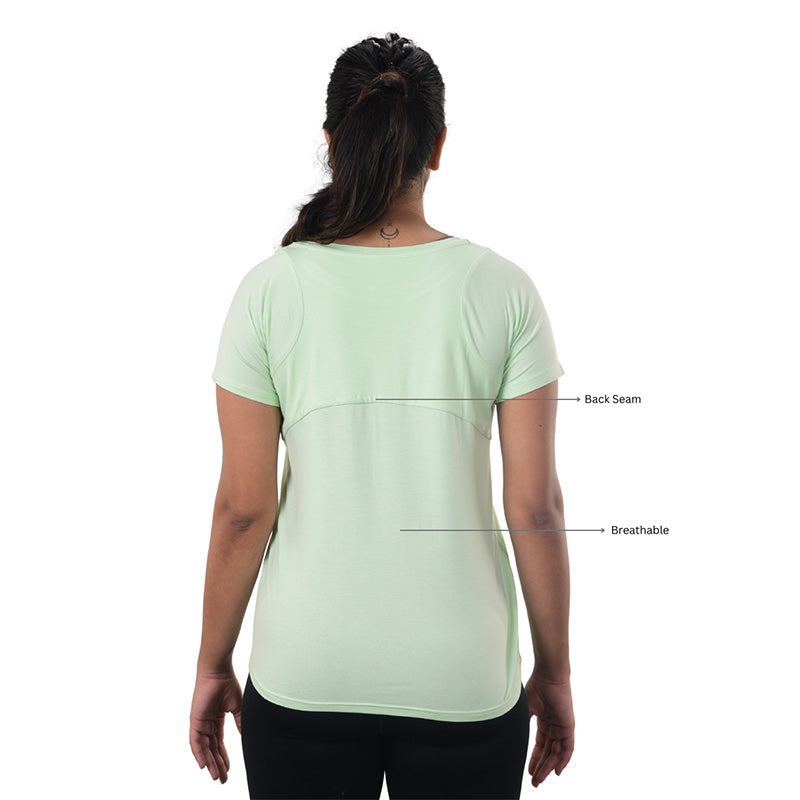 Indian women's odor-resistant bamboo training T-shirt by Ruggd Indian, featuring a comfortable fit and breathable fabric.