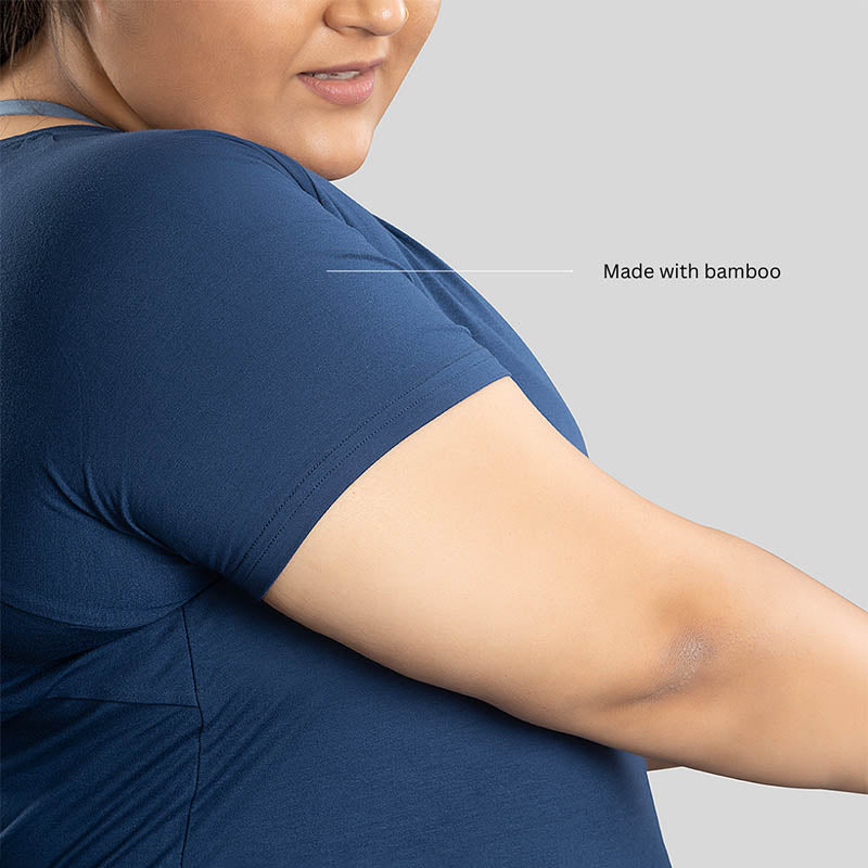 Indian women's Ruggd bamboo training T-shirt featuring odor-resistant fabric, comfortable fit, and casual style.