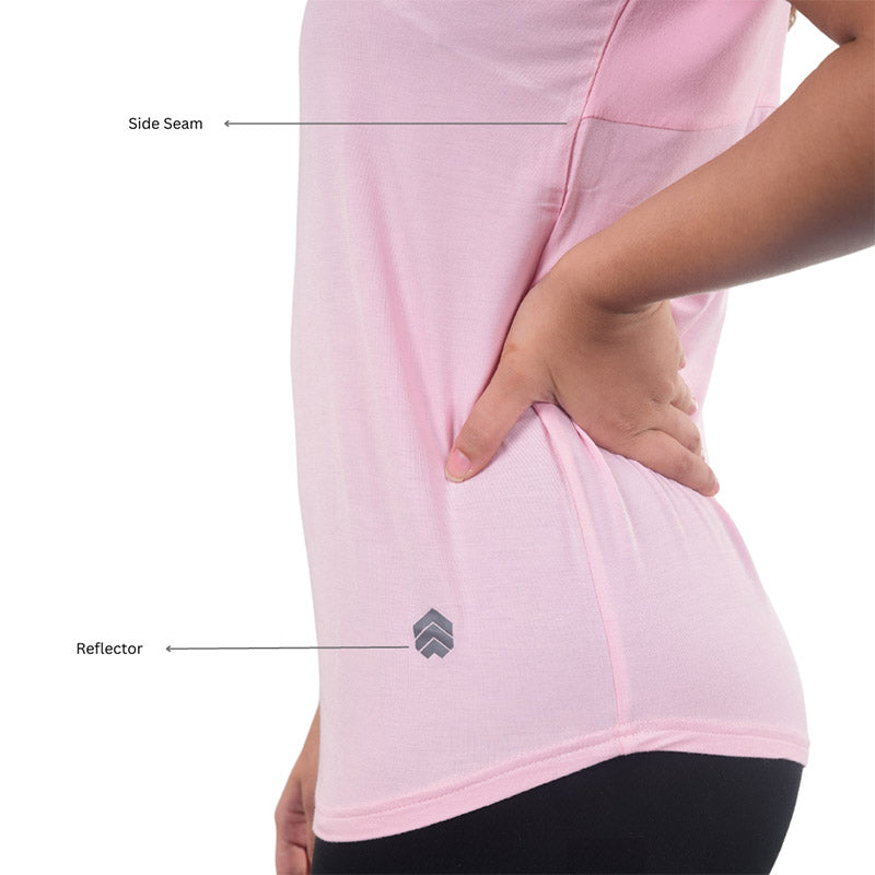 Pink Ruggd Indian women's odor-resistant bamboo training T-shirt with a comfortable fit and breathable fabric.