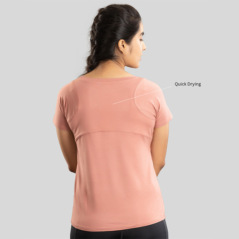 Ruggd Indian women's odor-resistant bamboo training T-shirt in black, featuring a comfortable fit and breathable fabric.