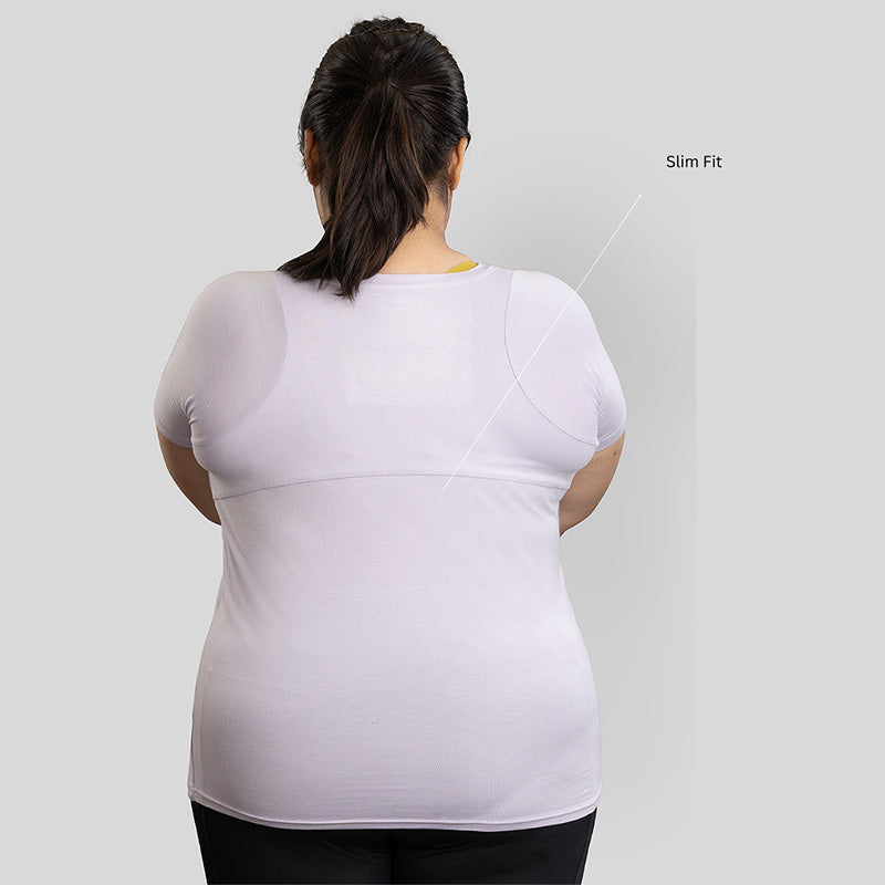 Ruggd Indian women's odor-resistant bamboo training T-shirt in lavender, lightweight and comfortable for active wear.