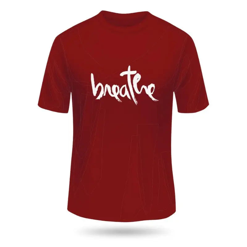Red men's SKiD O2 Breathe printed T-shirt from the Skid O2 pack, featuring breathable fabric and bold graphic design.