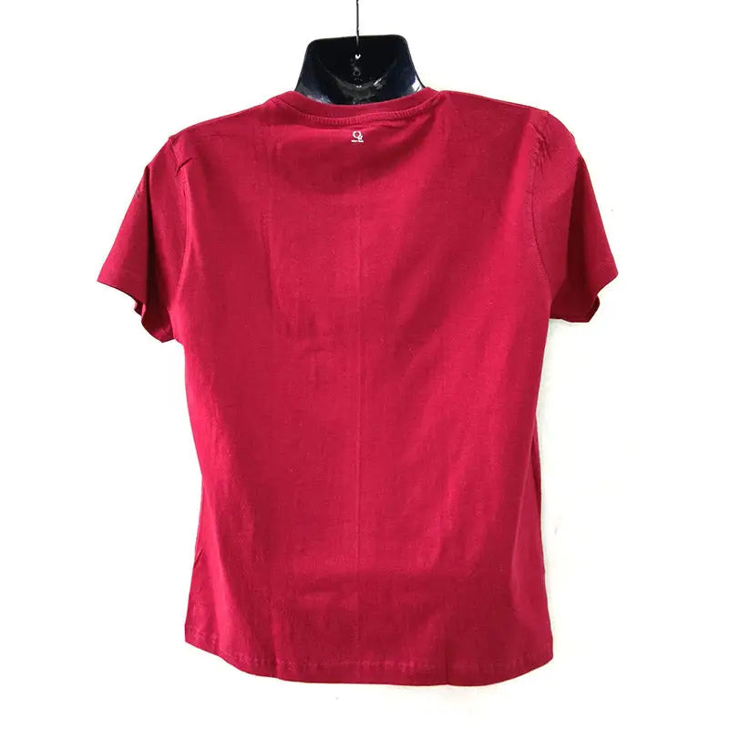 Pack of two SKiD O2 women's breathe printed T-shirts in red with breathable fabric and stylish design.