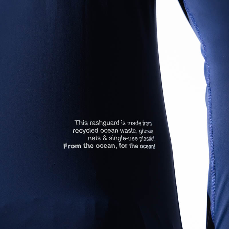 Surface Interval Women's Oceanic Human Rash Guard T-shirt with full sleeves in navy blue, designed for water activities.