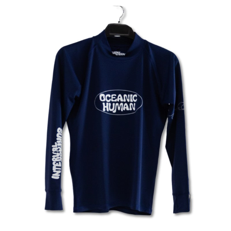 Surface Interval women's Oceanic rash guard T-shirt with full sleeves in navy blue, designed for water activities and sun protection.
