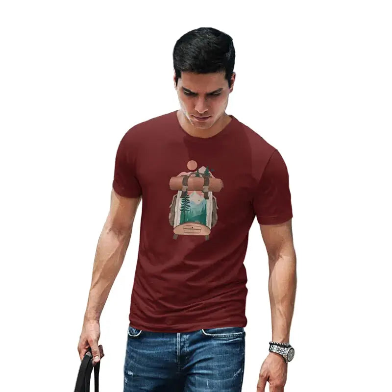 The Mahua Store Men’s Bag full of Memories Print T-shirt - Red / XS - T-shirt