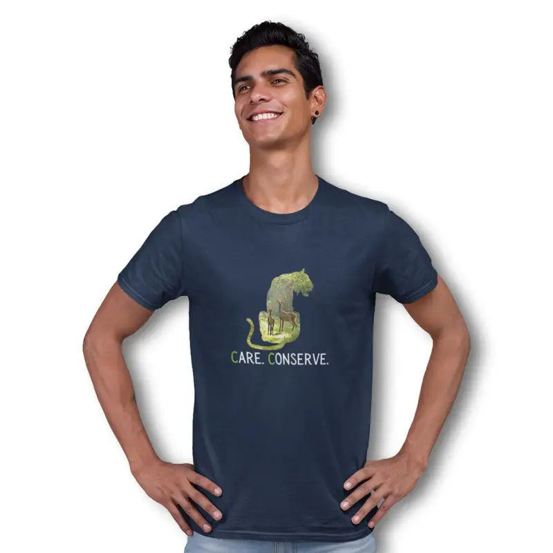 The Mahua Store Men’s Care Conserve Print T-shirt - Navy / XS - T-shirt