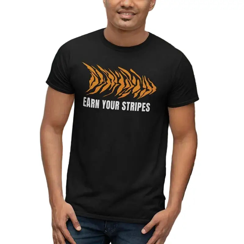 The Mahua Store Men’s Earn Your Stripes Print T-shirt - Black / XS - T-shirt