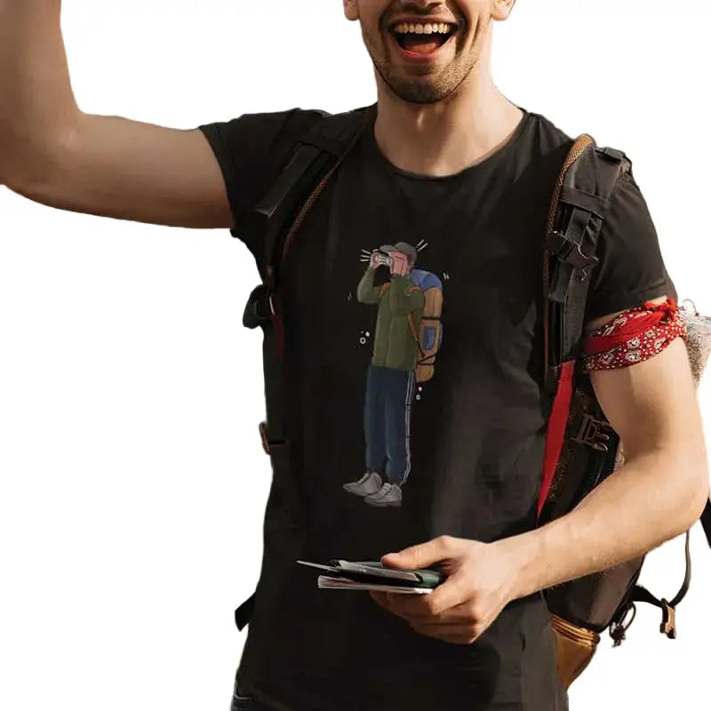 The Mahua Store Men’s The Explorer-Male Print T-shirt - Black / XS - T-shirt