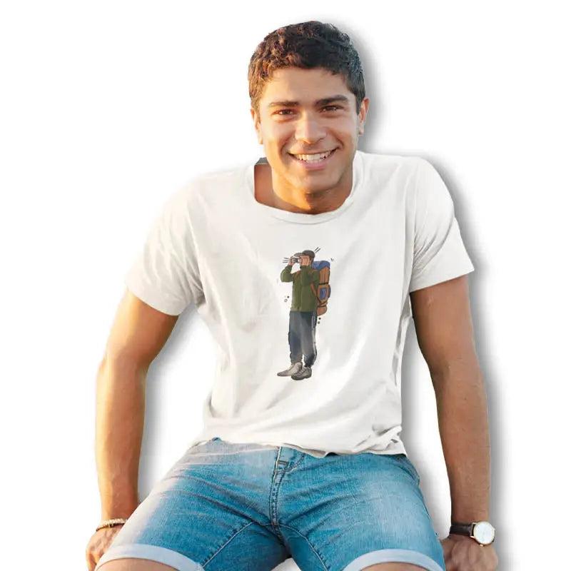 The Mahua Store Men’s The Explorer-Male Print T-shirt - White / XS - T-shirt