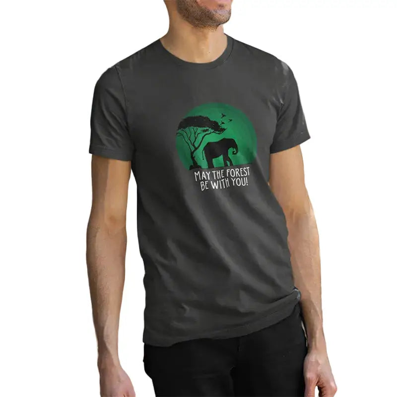The Mahua Store Men’s The Forest Soul Series-Elephant Print T-shirt - Green / XS - T-shirt