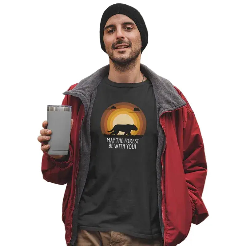 The Mahua Store Men’s The Forest Soul Series-Tiger Print T-shirt - Gray / XS - T-shirt
