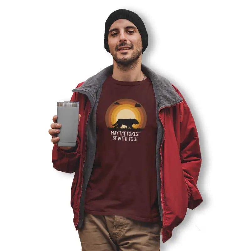 The Mahua Store Men’s The Forest Soul Series-Tiger Print T-shirt - Red / XS - T-shirt