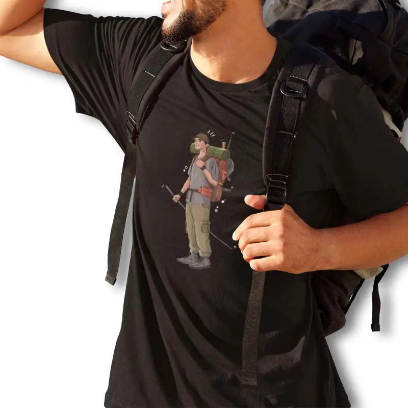 The Mahua Store Men’s The Hiker-Male Print T-shirt - Black / XS - T-shirt
