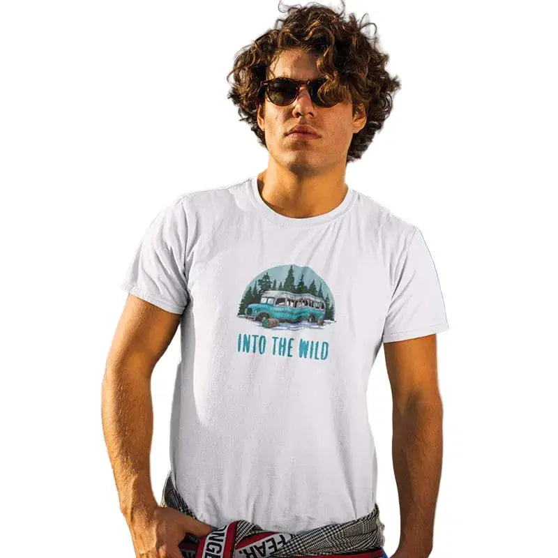 The Mahua Store Men’s Into the Wild Print T-shirt - White / XS - T-shirt