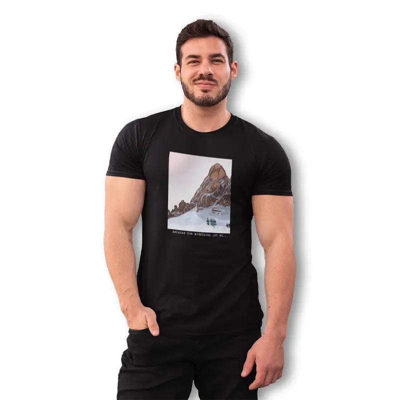 The Mahua Store Men’s Mountains Let Me Print T-shirt - Black / XS - T-shirt