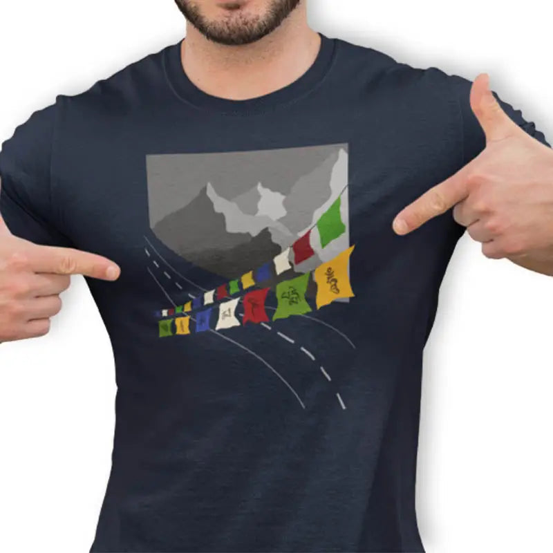 The Mahua Store Men’s Prayer Flag Print T-shirt - T-shirt