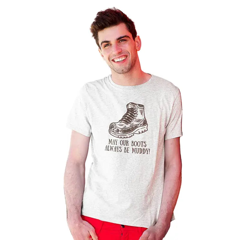 The Mahua Store Men’s Rambler’s Boots Print T-shirt - White / XS - T-shirt