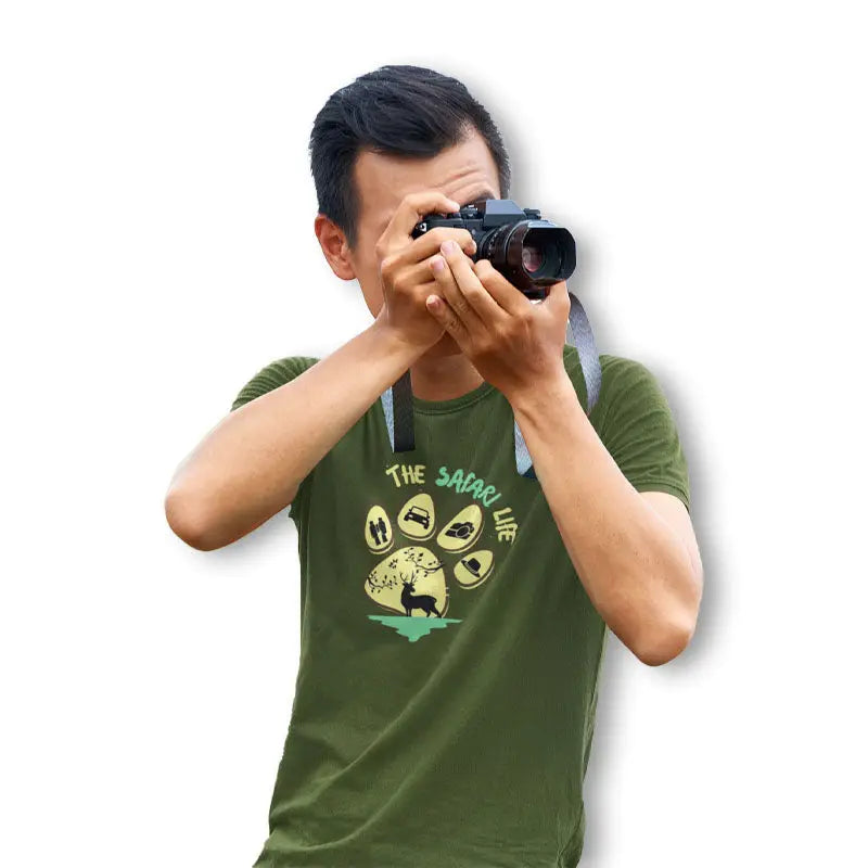 The Mahua Store Men’s The Safari Life Print T-shirt - Olive / XS - T-shirt