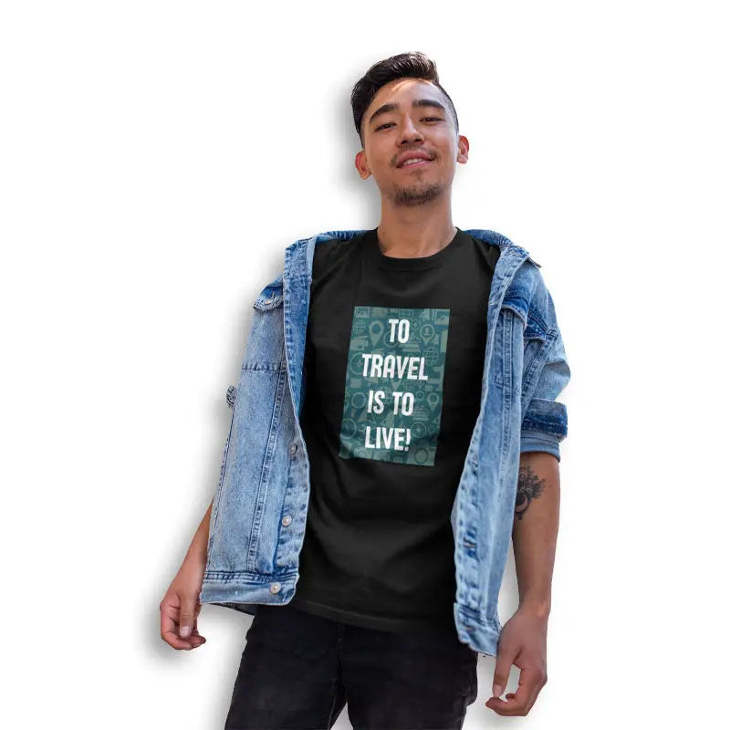 The Mahua Store Men’s To Travel Is to Live Print T-shirt - Black / XS - T-shirt