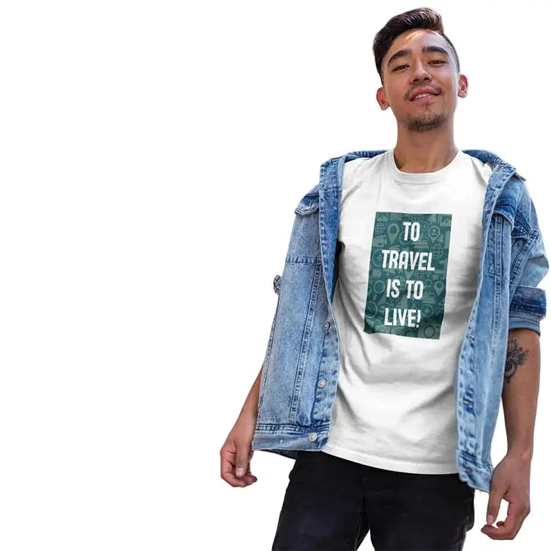 The Mahua Store Men’s To Travel Is to Live Print T-shirt - White / XS - T-shirt