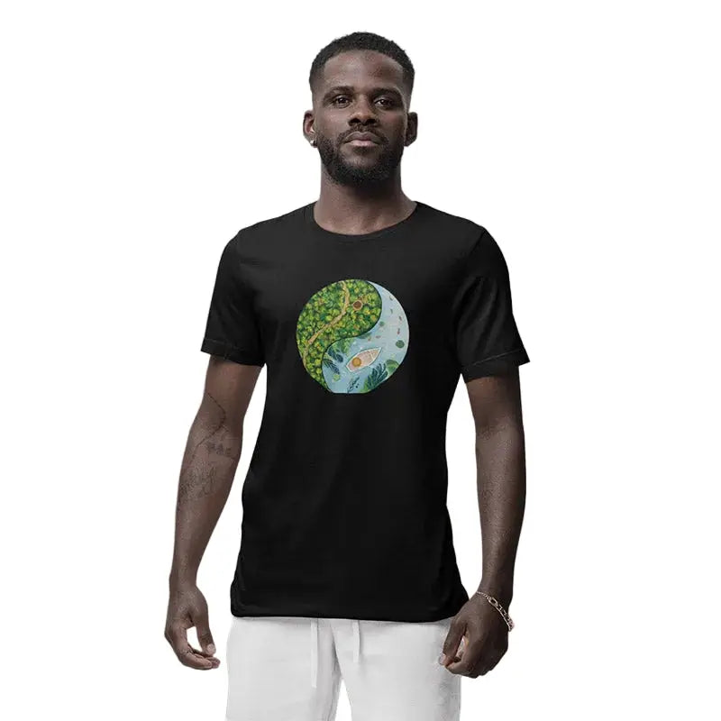 The Mahua Store Men’s Tranquility Circle Print T-shirt - Black / XS - T-shirt